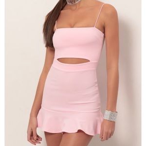 Lucy in the sky Reilly Cutout Ruffle Dress in Light Pink